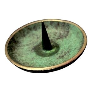 Brass Candle Holder/Jewelry Catch-all w/thorn motif; Rare/One of a kind Deco